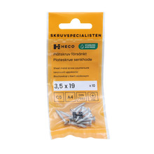 Plåtskruv FXS Försänkt 3,5 x 19 mm 10-pack Heco